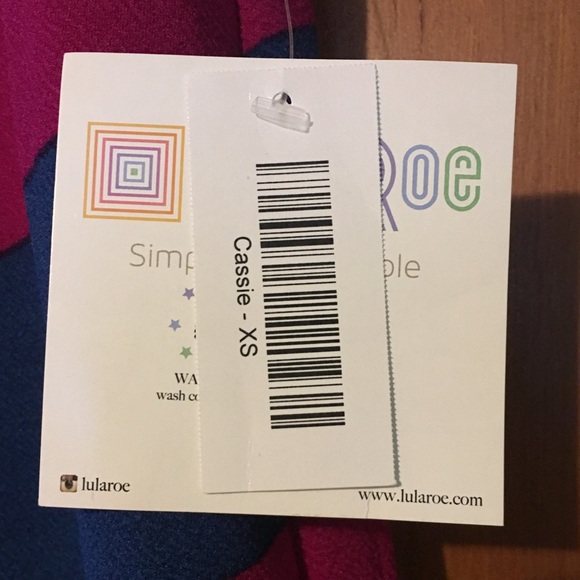 Lularoe Dark Pink Blue Stripe Cassie Skirt XS New - Picture 3 of 5